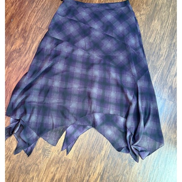 Ruff Hewn Women’s Skirt Large Purple Plaid Handkerchief Style NWT - Picture 6 of 6